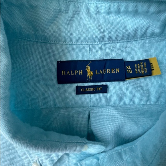 Ralph Lauren Classic Fit 100% Cotton Oxford Button Down Shirt Men’s Sz XL Blue - Picture 5 of 10
